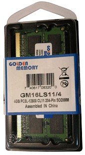 Оперативна пам’ять Golden Memory SODIMM DDR3L-1600 4096MB PC3L-12800 (GM16LS11/4)