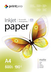 Фотопапір PrintPro матовий 190г/м A4 500 л PM190-500 (PME190500A4)