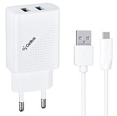 Зарядний пристрій Gelius Pro Vogue GP-HC011 2USB 2.4A 12W + Cable Type-C White
