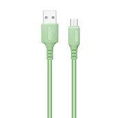 Кабель ColorWay USB-microUSB, soft silicone, 2.4А, 1м, Green