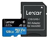 Карта пам'яті Lexar microSDXC High-Performance 633x 128GB Class 10 UHS-I/U3 R100 + SD adapter (LMS0633128G-BNAAA)