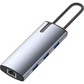 USB-хаб ColorWay USB-C - 3xUSB-A 3.0 HDMI 4K RJ-45 USB-C PD 100W Dark Grey (CW-HUB02)