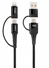 Кабель Gelius Pro Unimog 2 GP-UC106 4in1 (USB-A/Type to Type-C/Lightning) PD Black (1m) (18W)