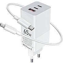 Зарядний пристрій Gelius Nimble GaN 65W GP-HC051 White + Cable Type-C/Type-C