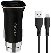 Автомобільний зарядний пристрій Gelius Pro Apollo GP-CC01 2USB 3.1A 15W + Cable MicroUSB Black