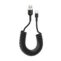 Кабель ColorWay USB - Type-C (spiral) 2.4А 35-150см чорний