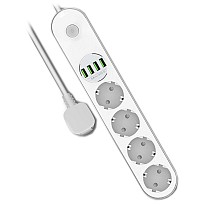Мережевий фільтр-подовжувач СolorWay 4 розетки/4USB (CW-CHE44W)