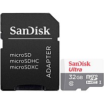 Карта пам'яті SanDisk MicroSDHC Ultra 32GB Class 10 UHS-I Ultra + SD adapter (SDSQUNR-032G-GN3MA)