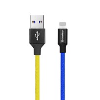 Кабель ColorWay USB - Apple Lightning (national) 2.4А 1м синьо-жовтий