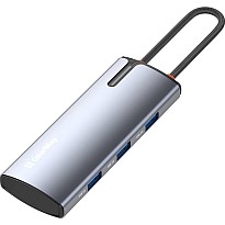 USB-хаб ColorWay USB-C - 3xUSB-A 3.0 HDMI 4K USB-C PD 100W Dark Grey (CW-HUB01)