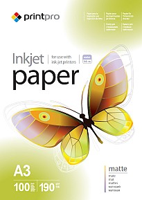 Фотопапір  PrintPro матовий 190г/м2 A3 100л (PME190100A3)