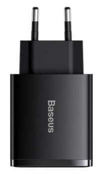 Зарядний пристрій Baseus Compact Quick Charger QC3.0+PD3.0 30W 2USB+Type-C 3A Чорний