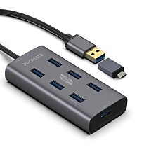 USB-хаб Promate EzHub-7 7xUSB 3.0 Grey (ezhub-7.grey)