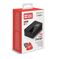 Зарядний пристрій ColorWay Power Delivery (2USB-A + 2USB TYPE-C) (65W) чорний (CW-CHS040PD-BK)