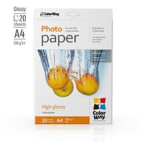 Фотопапiр ColorWay глянцевий 230г/м2 A4 20арк. (PG230020A4)
