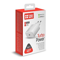 Зарядний пристрій ColorWay Power Delivery Port PPS USB Type-C (45W) White