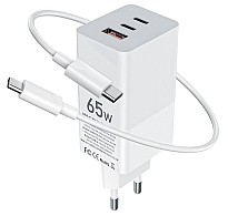 Зарядний пристрій Gelius Nimble GaN 65W GP-HC051 White w/Type-C to Type-C cable (90473)