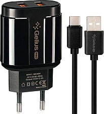 Зарядний пристрій Gelius Pro Avangard GP-HC06 2USB 2.4A 12W + Cable Type-C Black