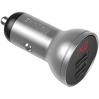 Автомобільний зарядний пристрій Baseus Digital Display Dual USB 4.8 A Car Charger 24 W CCBX-0S Silver