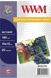 Фотопапір WWM матовий 180г/м, 10х15, 20л. (M180.F20)