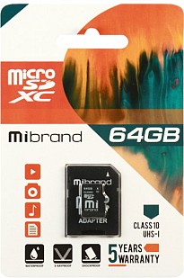 Карта пам'яті Mibrand MicroSDXC 64GB (MICDXU1/64GB-A)