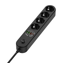 Мережевий фільтр-подовжувач ColorWay 4 розетки/4USB (Type-C PD20W + 3USB QC3.0) (45 Вт) 2 м Black (CW-CHE44PDB) 1 відгук