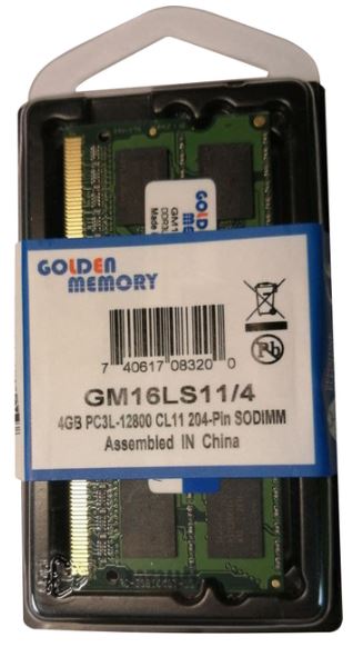 Оперативна пам’ять Golden Memory SODIMM DDR3L-1600 4096MB PC3L-12800 (GM16LS11/4)