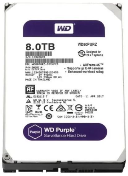 Жорсткий диск Western Digital Purple 8TB 128MB 5400rpm WD80PURZ 3.5 SATA III