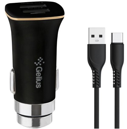 Автомобільний зарядний пристрій Gelius Pro Apollo GP-CC01 2USB 3.1A 15W + Cable Type-C Black