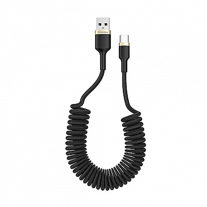 Кабель ColorWay USB - Type-C (spiral) 2.4А 35-150см чорний