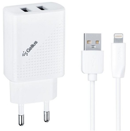 Зарядний пристрій Gelius Pro Vogue GP-HC011 2USB 2.4A 12W + Cable Lightning White