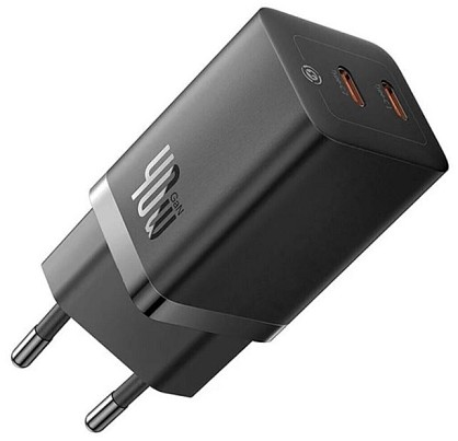Зарядний пристрій Baseus GaN5 Pro Fast Charger 40W 2 x Type-C Black (CCGP180101)