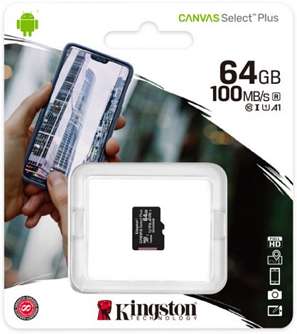 Карта пам'яті Kingston MicroSDXC 64GB Class 10 (SDCS2/64GBSP)