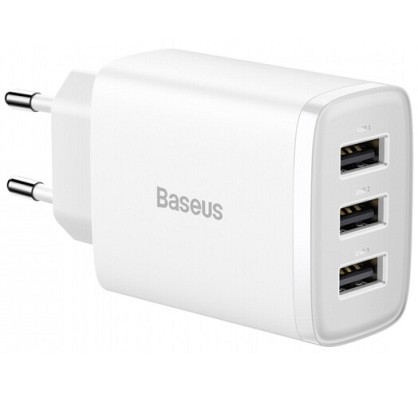 Зарядний пристрій Baseus Compact Charger 3U 17W White (CCXJ020102)