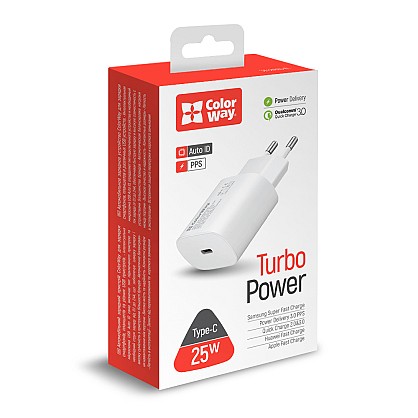 Зарядний пристрій ColorWay Power Delivery Port PPS USB Type-C (25W) White