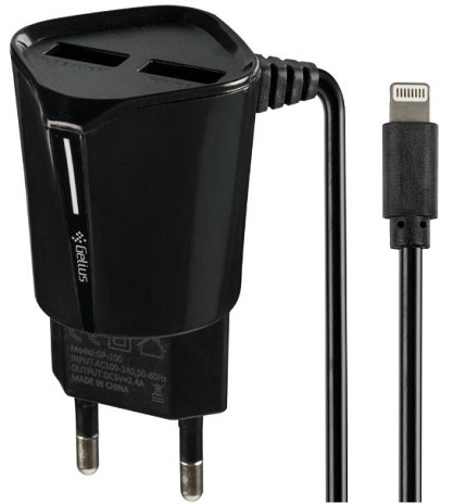 Зарядний пристрій Gelius Pro Edition Auto ID 2USB + Cable Lightning 2.4A Black (тех.пак.)