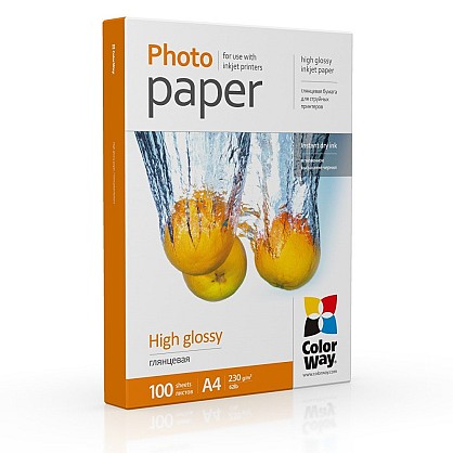 Фотопапір ColorWay глянцевий 230 г/м², A4, 100 арк. (PG230100A4)