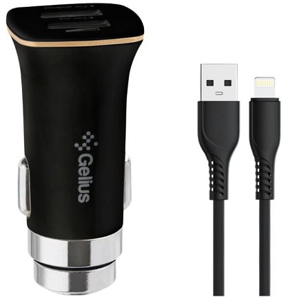 Автомобільний зарядний пристрій Gelius Pro Apollo GP-CC01 2USB 3.1A 15W + Cable Lightning Black