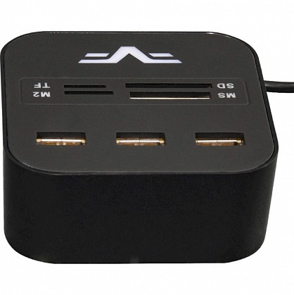 USB-хаб Frime 3-портовий з кардридером All-in-One Black (FHC-AllinOne3p2B)