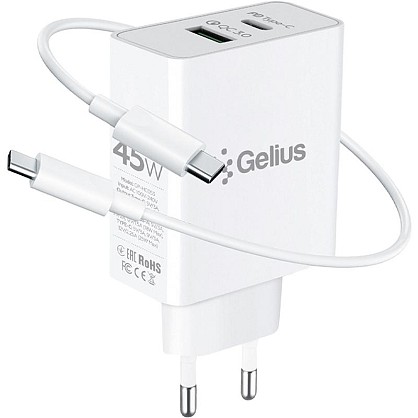 Зарядний пристрій Gelius X-Duo PRO 45W GP-HC053 White + Cable Type-C/Type-C