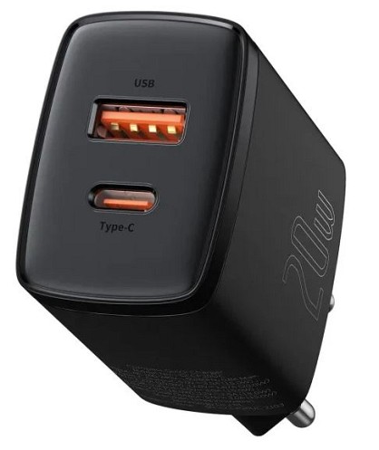Зарядний пристрій Baseus Compact Quick Charger U+C 20W EU Black (CCXJ-B01)