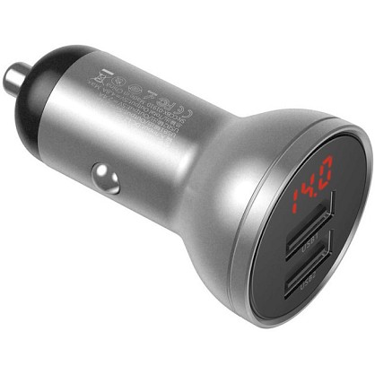 Автомобільний зарядний пристрій Baseus Digital Display Dual USB 4.8 A Car Charger 24 W CCBX-0S Silver