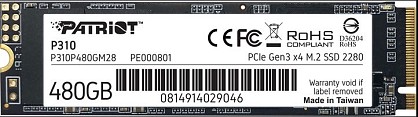SSD диск Patriot P310 480GB M.2 2280 NVMe PCIe 3.0 x4 3D NAND TLC (P310P480GM28)