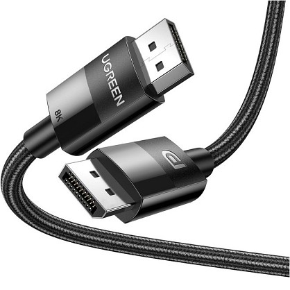 Кабель Ugreen DP114 DP 1.4 Male to Male Plastic Case Braided Cable 1.5 м Black (UGR-80391)