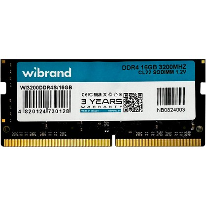 Оперативна пам’ять Wibrand DDR4 CL22 16GB 3200 MHz CL22 SODIMM (WI3200DDR4S/16GB)