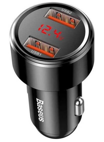 Автомобільний зарядний пристрій Baseus Magic Series Dual Dsplay QC 2x3.0 Black (CCMLC20A-01)