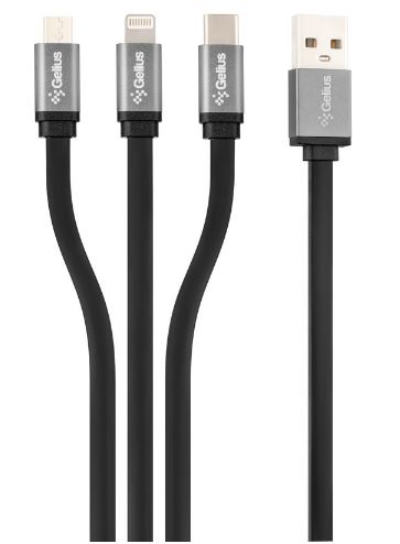 Кабель Gelius Pro Squid GP-UC102 3in1 (MicroUSB/Lightning/Type-C) Black (1m) (12W)