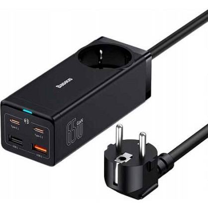 Зарядний пристрій Baseus GaN3 Pro Desktop Powerstrip AC+2U+2C 65W EU Black (PSZM000901)