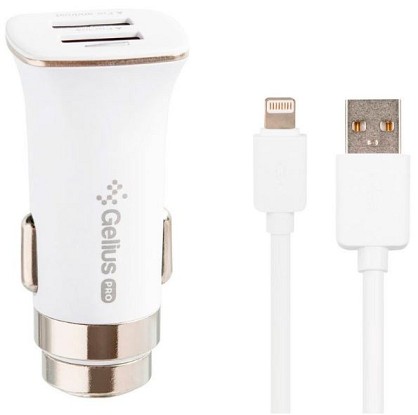 Автомобільний зарядний пристрій Gelius Pro Apollo GP-CC01 2USB 3.1A 15W + Cable Lightning White