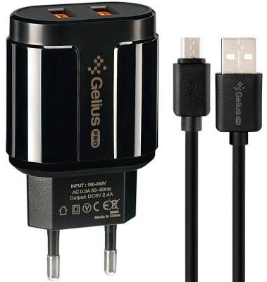 Зарядний пристрій Gelius Pro Avangard GP-HC06 2USB 2.4A 12W + Cable MicroUSB Black